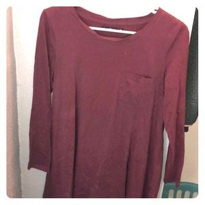 Maroon long sleeve tshirt dress